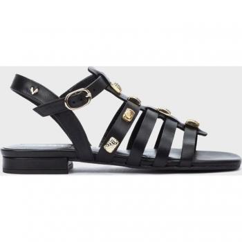 Sandalias planas de piel PALTROW 1699 en color negro con hebilla ajustable