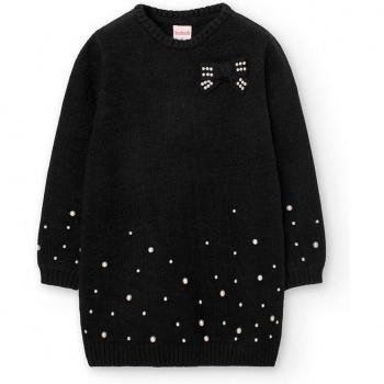 Boboli - Vestido de niña de punto con lazo y perlas decorativas