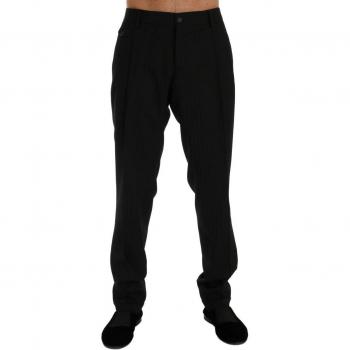 Dolce & Gabbana Black Striped Wool Stretch Suit Trousers for Men - Size IT54 | XL / 2XL