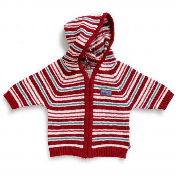 Jacky para bebé chaqueta de punto para, con cremallera y capucha de color diseño de estampado a rayas para niña Rot, Weiß gestreift Talla:50