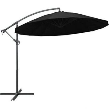 Sombrilla Aluminio Negro 3 m con guarda-sol suspenso y haste de aluminio