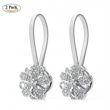 Diealles Cortina Tieback Hebilla Magnética, Magnética Gancho para Alzapaño Cortina Hebilla - Plata