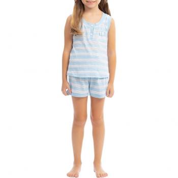 Pijama infantil de niña con rayas bordado