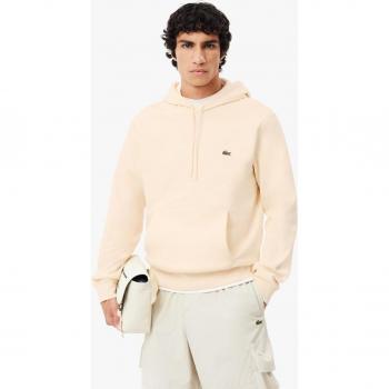 Lacoste Classic Logo Beige Fleece Hoodie for Men - Size XL