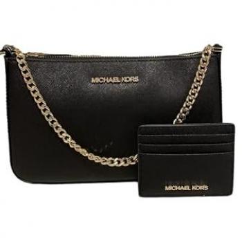 Bolso Michael Kors Jet Set Travel Negro con tarjetero, dimensiones 26x24x8cm, incluye bolsa de regalo en caja