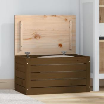 Caja de almacenamiento ámbar de pino macizo 59,5x36,5x33 cm