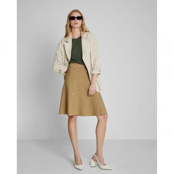 Falda midi de punto con vuelo y botones en parte frontal