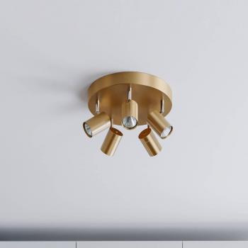 Lámpara de Techo Correct 5 Focos GU10 Oro Mate Dimable 30x30x14cm
