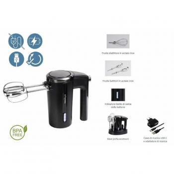 Batidora Inalámbrica Recargable 50W Avantspace con Accesorios, Color Negro