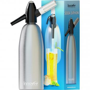 Nuvantee Sifón de Soda – Soda Maker – Aluminio – 1 Litro – Haga Infusiones de Soda del Grifo o con Agua Embotellada – Utiliza Recarga estándar de CO2