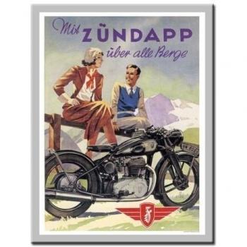 Zundapp Motor ciclos impresión plata enmarcado - 41 x 31 cms