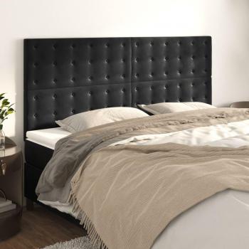 Cabeceros de terciopelo negro 90x5x78/88 cm - Pack de 4 unidades Vidaxl