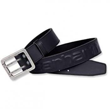 Cinturón de cuero Carhartt con logotipo para hombre, color negro, talla W34 (S.Us:32/T.Fr:42)