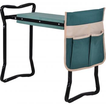 Outsunny Taburete de Jardín Plegable con Bolsa para Herramientas