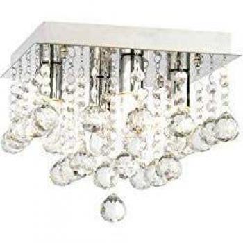 Plafón de Baño Orlando Cuadrado 4 Luces Cromado IP44 con Cristal y Metal 220mm
