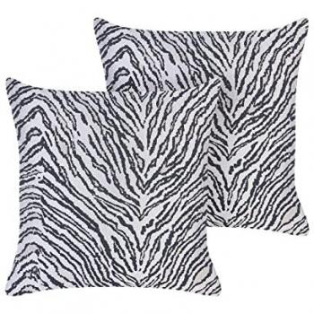 Set de 2 Cojines Decorativos Rayas Zebra Blanco y Negro 45 x 45 cm Moderno Safari