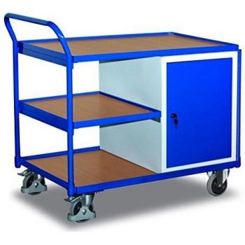 Carro de taller VARIOfit con 3 estantes y 1 armario, capacidad de carga 250 kg, dimensiones 1125 x 625 mm