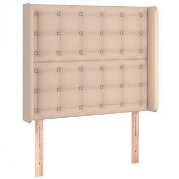 Cabecero con Orejas de Cuero Sintético Capuchino 103x16x118/128 cm