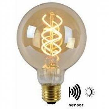 Bombilla LED E27 Globo 4W 2200K Ámbar con Sensor