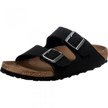 Birkenstock Arizona Bio Sliders for Men - Black Nubuck, Anatomical Footbed, Non-Slip EVA Sole, Low Heel (1-3 cm)