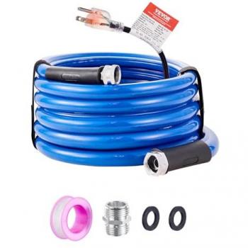Manguera de Agua Potable Calentada para RV 4,6 m Anticongelante -42,7 °C Autoreguladora 5/8 con Kit de Accesorios Sin Plomo y BPA