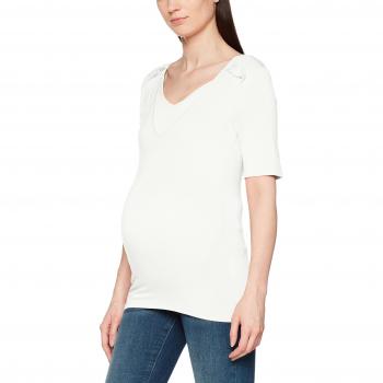 MAMALICIOUS Mlwilla Nell 2/4 Jersey Top NF, Camiseta Premamá Para Mujer, Blanco