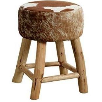 Taburete de madera y cuero de vaca Aubry Gaspard