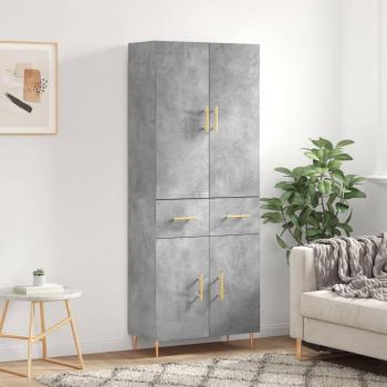 Aparador alto de madera contrachapada gris hormigón 69,5x34x180 cm