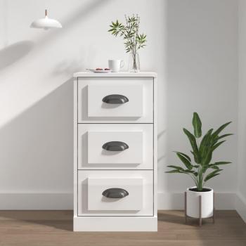 Aparador de madera contrachapada blanco brillante 36x35,5x67,5 cm Mueble de Almacenaje de Salón vidaXL