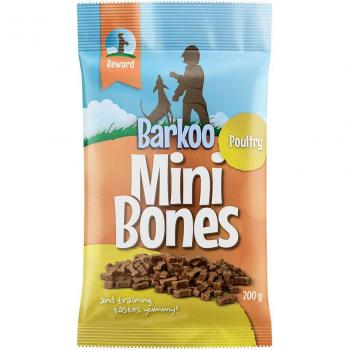 Barkoo Mini Bones Snacks Semihúmedos para Perros con Sabor a Aves, 200 g