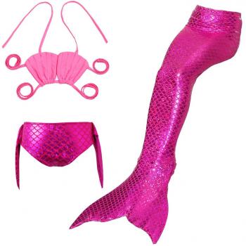 ShiyiUP 3pcs Traje de Baño de Cuello Hálter con Cola de Sirena Bikini Set para Niña
