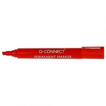 Q-Connect rotulador permanente rojo punta biselada [Pack de 10]