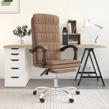 Silla de oficina reclinable de tela marrón