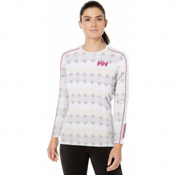 Helly Hansen W HH LIFA Active Graphic Crew Sudadera, Mujer, 004 White Dotted Print, XL