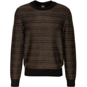 BOSS ORANGE Amodero Black Round-neck Knit Sweater for Men - Size M