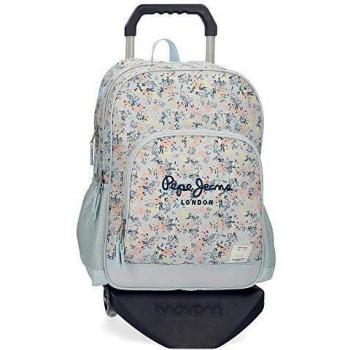 Mochila Pepe Jeans Malila Dos Compartimentos con carro, Azul, 32x45x15 cms