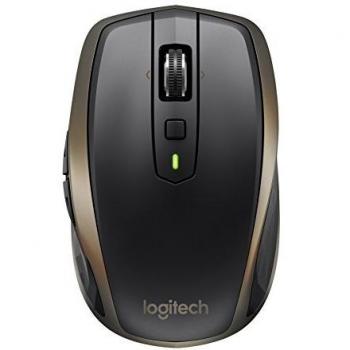 Logitech MX Anywhere 2 Wireless Mouse - Se puede utilizar en cualquier superficie, desplazamiento hiperrápido, recargable, para ordenadores y portátiles Apple Mac o Microsoft Windows - Negro / Oro
