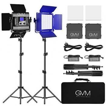 Luz de Video LED GVM con trípode, Control de aplicación Iluminación de Video RGB en Color CRI97 Regulable 3200K-5600K Iluminación de Fotos LED para cámara de Estudio de Youtube