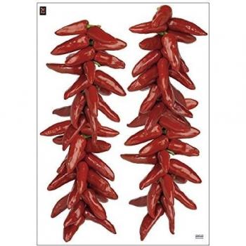 Plage Decoración Mural Adhesiva con Diseño Pimientos Rojos, Vinilo, Rojo, 48x3x68 cm