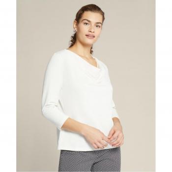 Camiseta de mujer con escote drapeado y manga francesa