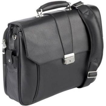 Dermata Maletín piel 42 cm compartimento portátil negro