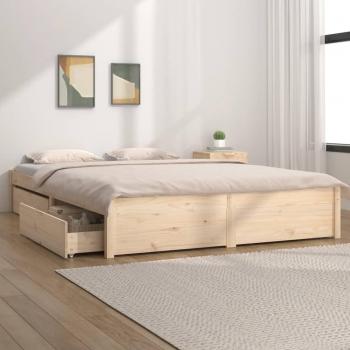Cama Doble con Cajones 135x190 cm Pata Redonda