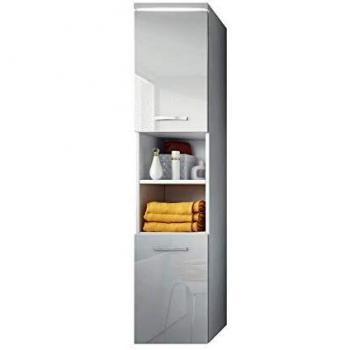 Armario de Baño Paso 160 cm Alto Blanco Brillante - Mueble Columna Colgante con 2 Puertas
