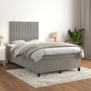 Cama box spring de muelles con colchón gris claro 120x200 cm Terciopelo