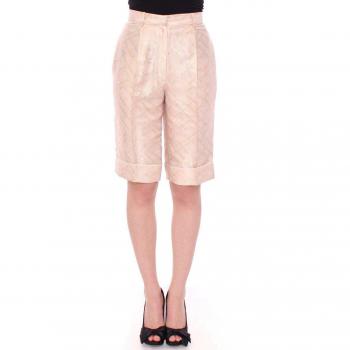 Beige Brocade Above Knee Shorts - Zeyneptosum Brocade Above Knee Shorts - IT40|S