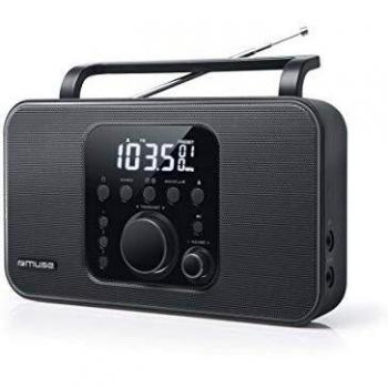 Muse M-091R Portable Digital FM/AM Radio with Alarm Function and AUX Input - Black