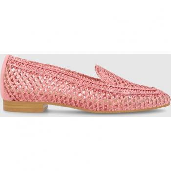 Mocasines planos de mujer en rafia trenzada de color rosa - Lodi