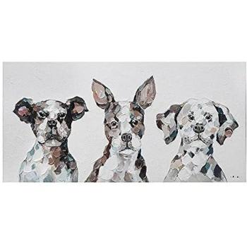 BigBuy Home S0111493 Cuadro Óleo, Perros, 120 x 60 x 4 cm