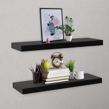 vidaXL Floating Wall Shelves - 2 pcs - Black - 80x20x3.8 cm
