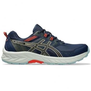 Asics GEL-VENTURE 9 - Zapatillas de Trail Running para hombre, color azul oscuro con detalles en blanco y rojo, talla 43.5 EU